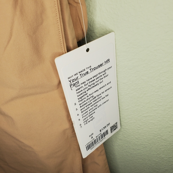 Nwt lululemon your true trouser size 4 8 BCHW beechwood brown tan - Picture 3 of 7